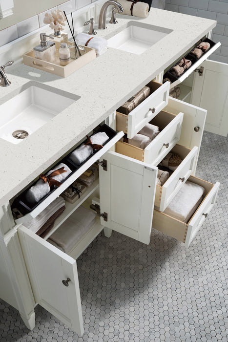 James Martin Brittany 72" Double Bathroom Vanity, Bright White