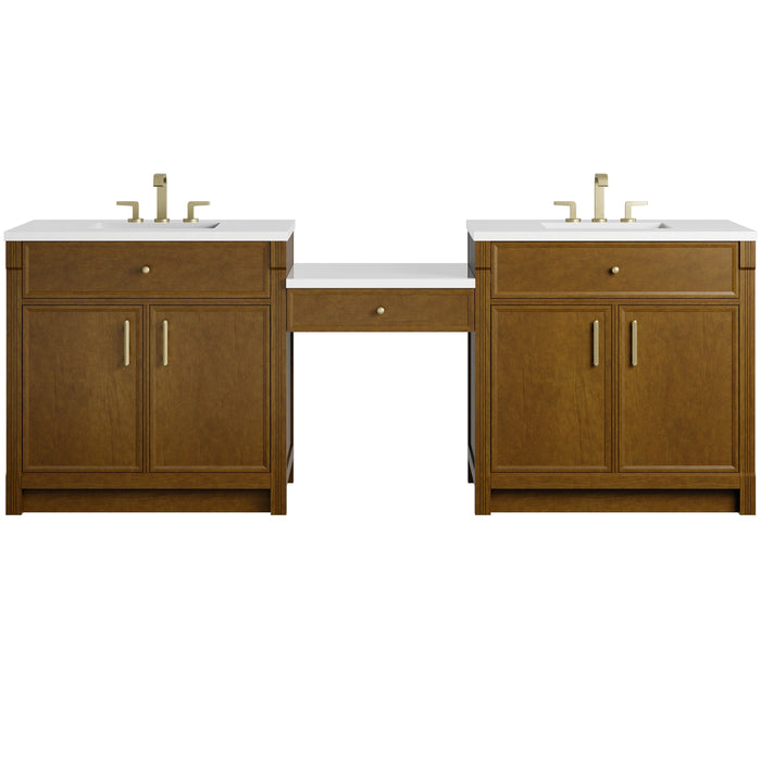 James Martin Bellshire 96" Double Bathroom Vanity, Honey Oak
