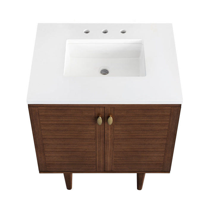 James Martin Amberly 30" Dual Mount Single Bathroom Vanity, Mid-Century Walnut
