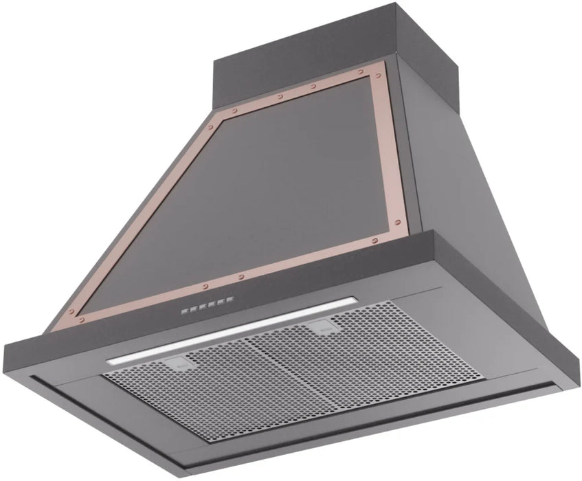 ILVE Nostalgie 30" Wall Mount Matte Graphite, Copper Trim Range Hood UANB30MGP