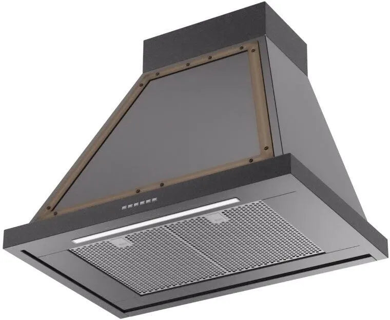 ILVE Nostalgie 30" Wall Mount Glossy Black, Bronze Trim Range Hood UANB30BKB