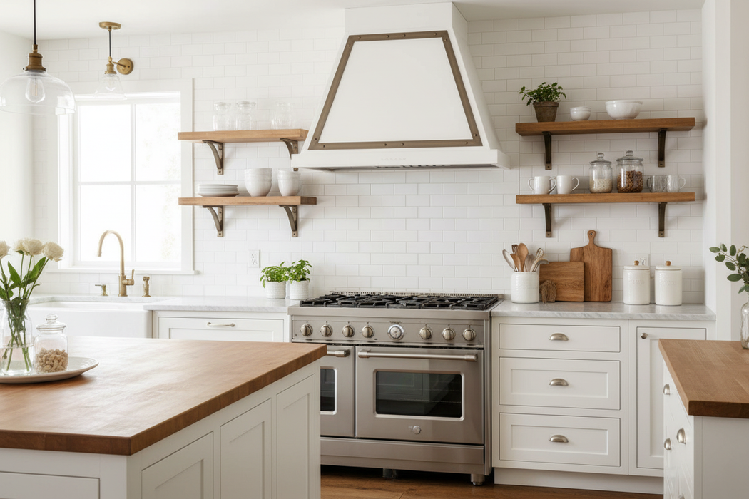 ILVE Nostalgie 30" Wall Mount White, Bronze Trim Range Hood UANB30WHB