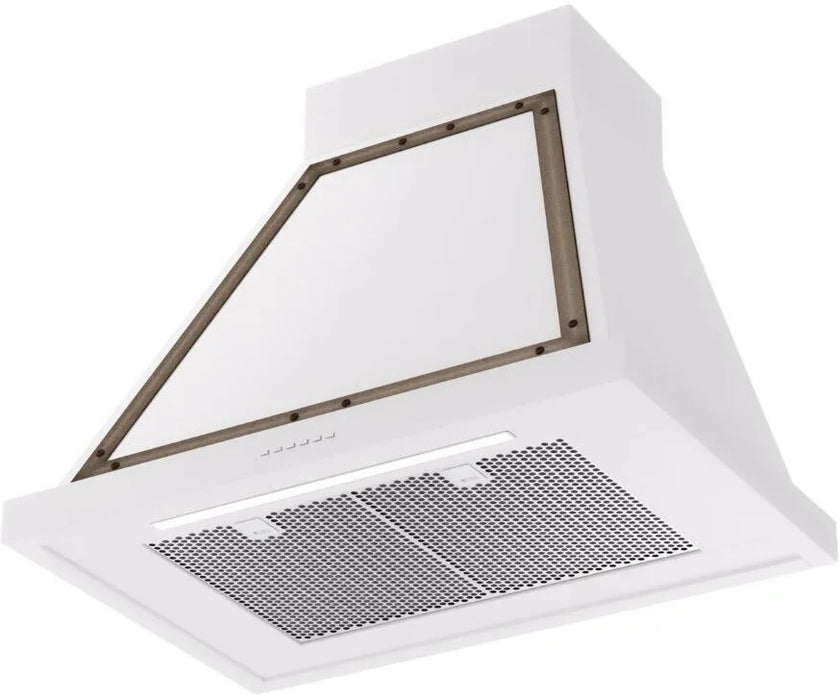 ILVE Nostalgie 30" Wall Mount White, Bronze Trim Range Hood UANB30WHB