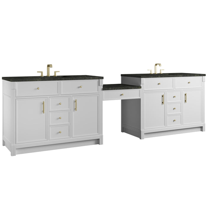 James Martin Bellshire 120" Double Bathroom Vanity, Bright White