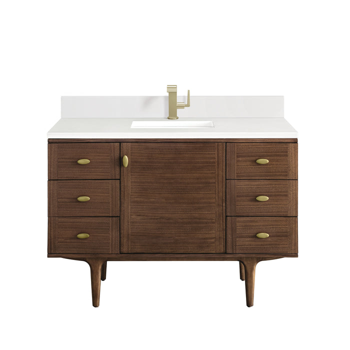 James Martin Amberly 48" Dual Mount Single Bathroom Vanity, Mid-Century Walnut