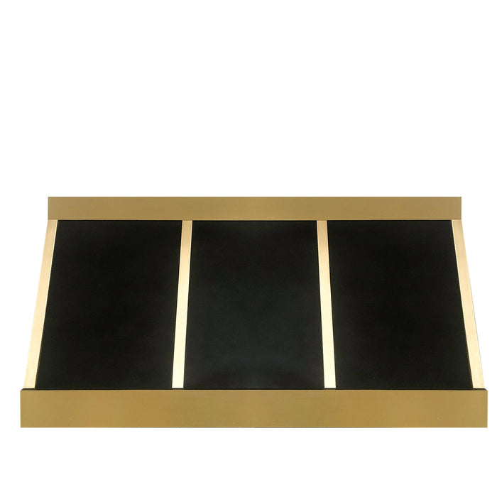 Angled Stainless Steel Custom Range Hoods with Brass Bands