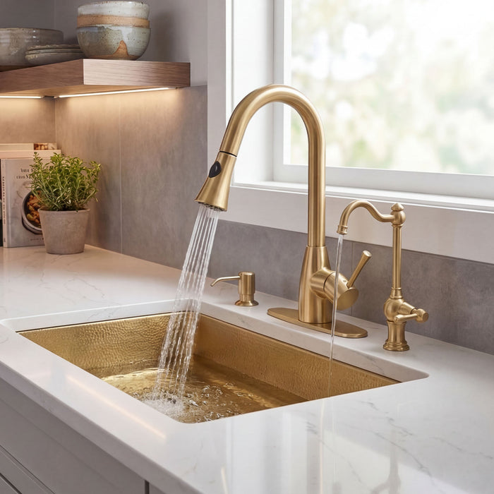 Akicon Custom Handmade Solid Copper Undermount Kitchen Sink