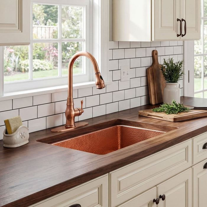 Akicon Custom Handmade Solid Copper Undermount Kitchen Sink