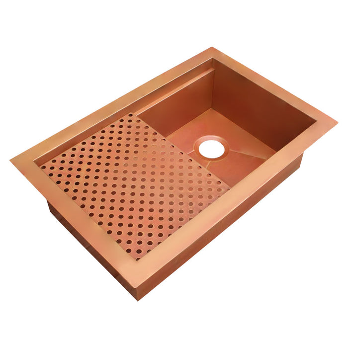 Akicon Custom Handmade Copper Undermount Workstation Kitchen Sink — AKS504-C