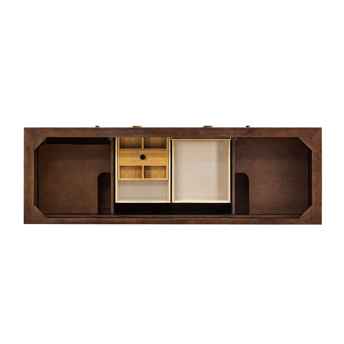 James Martin Amberly 72" Dual Mount Double Bathroom Vanity, Mid-Century Walnut