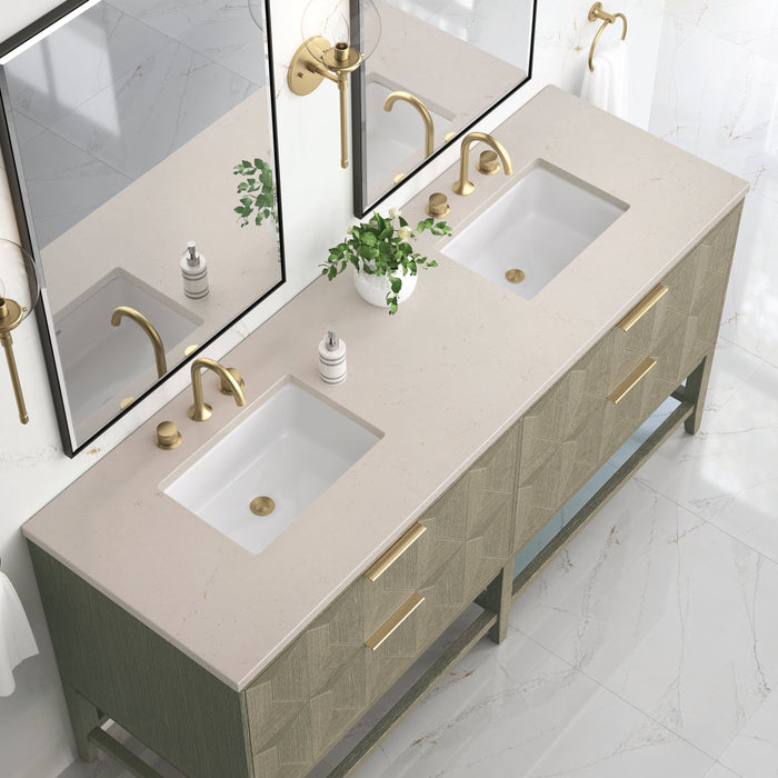James Martin Emmeline 72" Double Bathroom Vanity, Pebble Oak