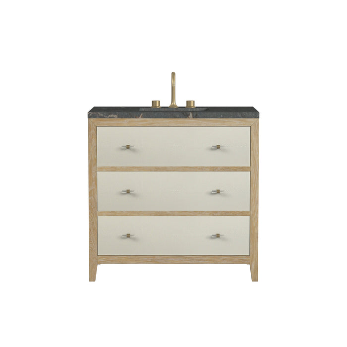 James Martin Celeste 36" Single Bathroom Vanity, Sunwashed Oak with Embossed Shagreen Drawer Fronts