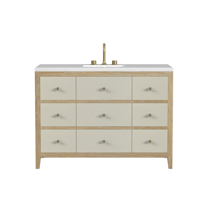 James Martin Celeste 48" Single Bathroom Vanity, Sunwashed Oak with Embossed Shagreen Drawer Fronts
