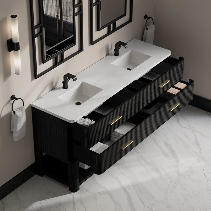 James Martin Lucian 72" Double Bathroom Vanity, Carbon Oak