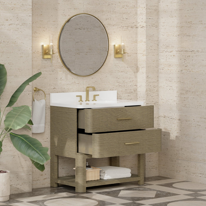 James Martin Lucian 36" Single Bathroom Vanity, Pebble Oak