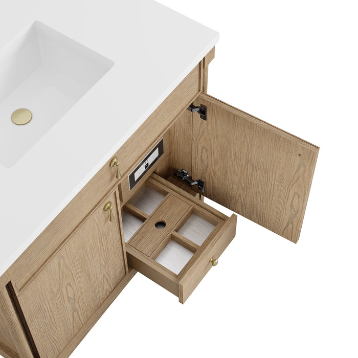 James Martin Kinnsden 36" Single Bathroom Vanity, Weathered Oak