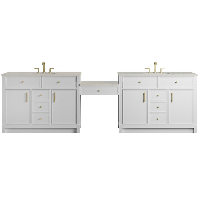 James Martin Bellshire 120" Double Bathroom Vanity, Bright White