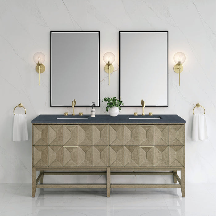 James Martin Emmeline 72" Double Bathroom Vanity, Pebble Oak