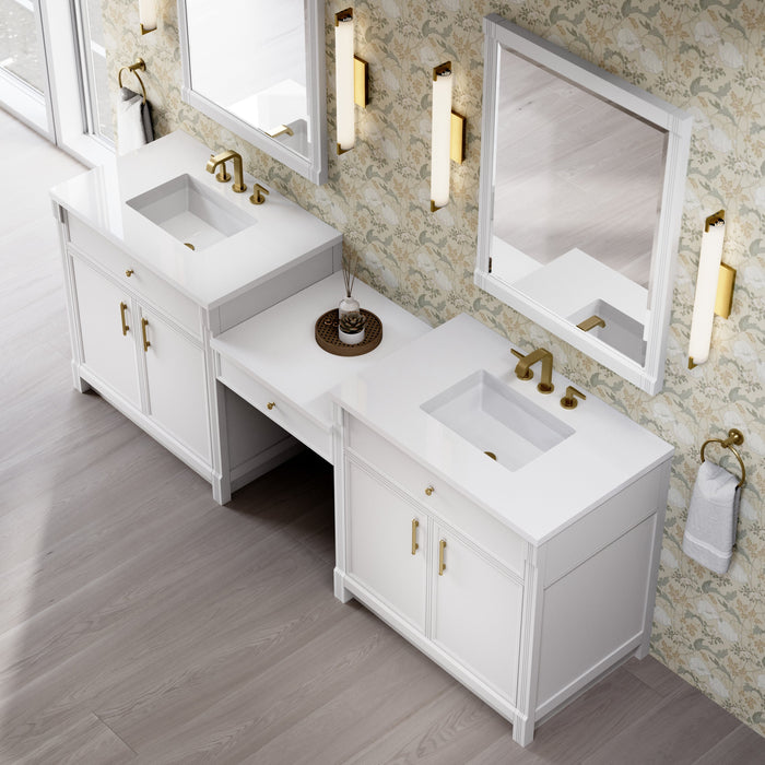 James Martin Bellshire 96" Double Bathroom Vanity, Bright White