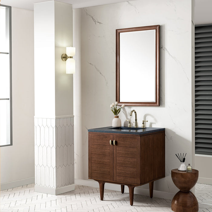 James Martin Amberly 30" Dual Mount Single Bathroom Vanity, Mid-Century Walnut