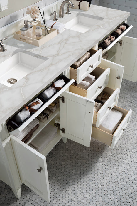 James Martin Brittany 72" Double Bathroom Vanity, Bright White