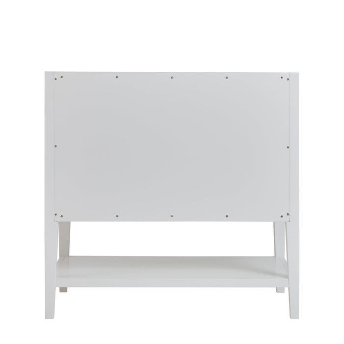James Martin Olena 36" Single Bathroom Vanity, Polished White and Light Mappa Burl