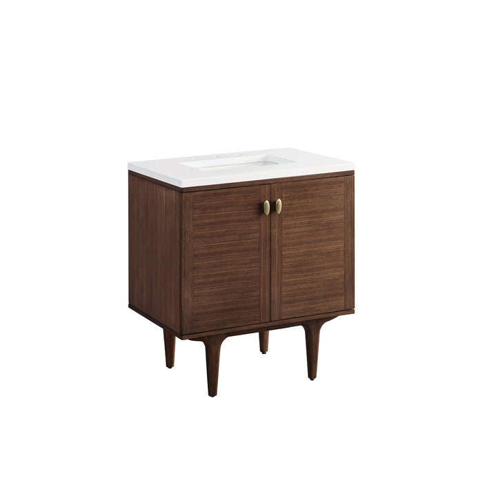 James Martin Amberly 30" Dual Mount Single Bathroom Vanity, Mid-Century Walnut
