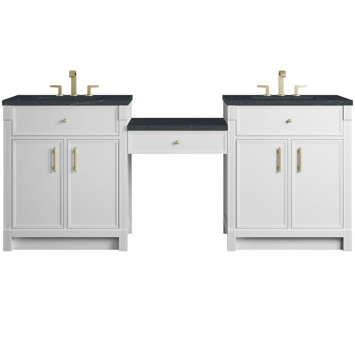 James Martin Bellshire 84" Double Bathroom Vanity, Bright White