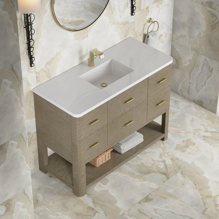 James Martin Lucian 48" Single Bathroom Vanity, Pebble Oak