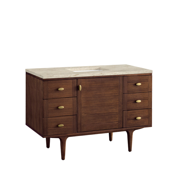 James Martin Amberly 48" Dual Mount Single Bathroom Vanity, Mid-Century Walnut