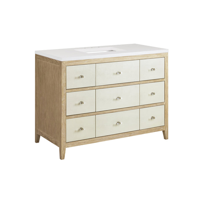 James Martin Celeste 48" Single Bathroom Vanity, Sunwashed Oak with Embossed Shagreen Drawer Fronts