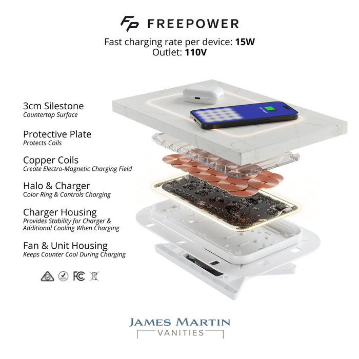 James Martin Olena 48" Single Bathroom Vanity, Polished White and Light Mappa Burl