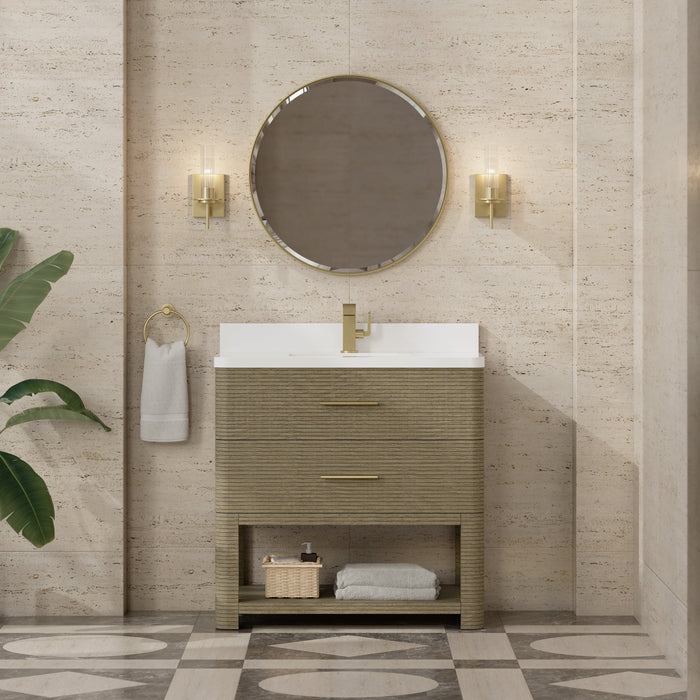 James Martin Lucian 36" Single Bathroom Vanity, Pebble Oak