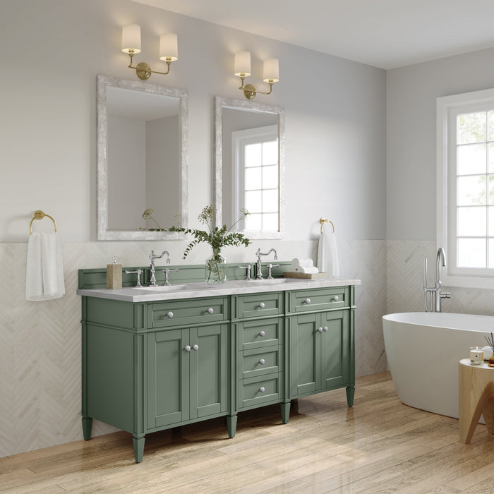 James Martin Brittany 72" Double Bathroom Vanity, Smokey Celadon
