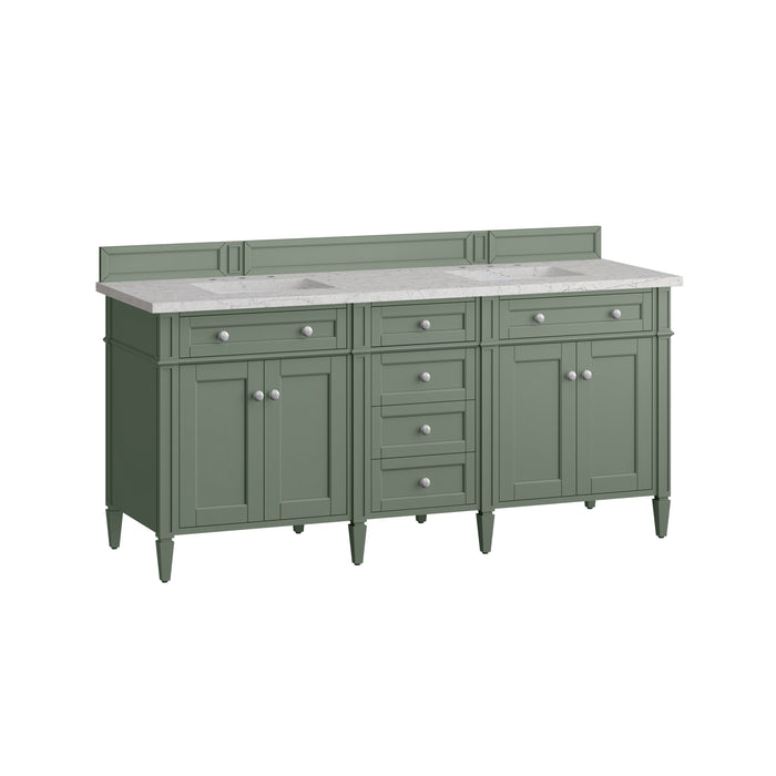James Martin Brittany 72" Double Bathroom Vanity, Smokey Celadon