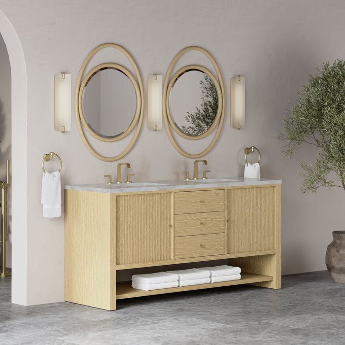 James Martin Marigot 72" Double Bathroom Vanity, Sunwashed Oak