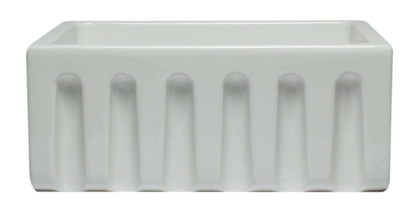 ALFI brand 24" Reversible Smooth / Fluted Single Bowl Fireclay Farm Sink AB2418HS