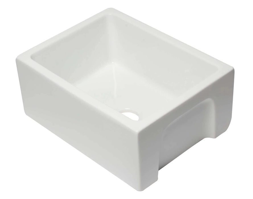 ALFI brand 24" Reversible Smooth / Fluted Single Bowl Fireclay Farm Sink AB2418HS