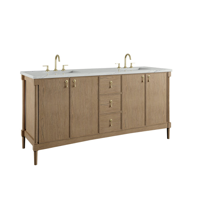 James Martin Kinnsden 72" Double Bathroom Vanity, Weathered Oak