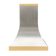 Curved Stainless Steel Custom Range Hood with Brass Accents