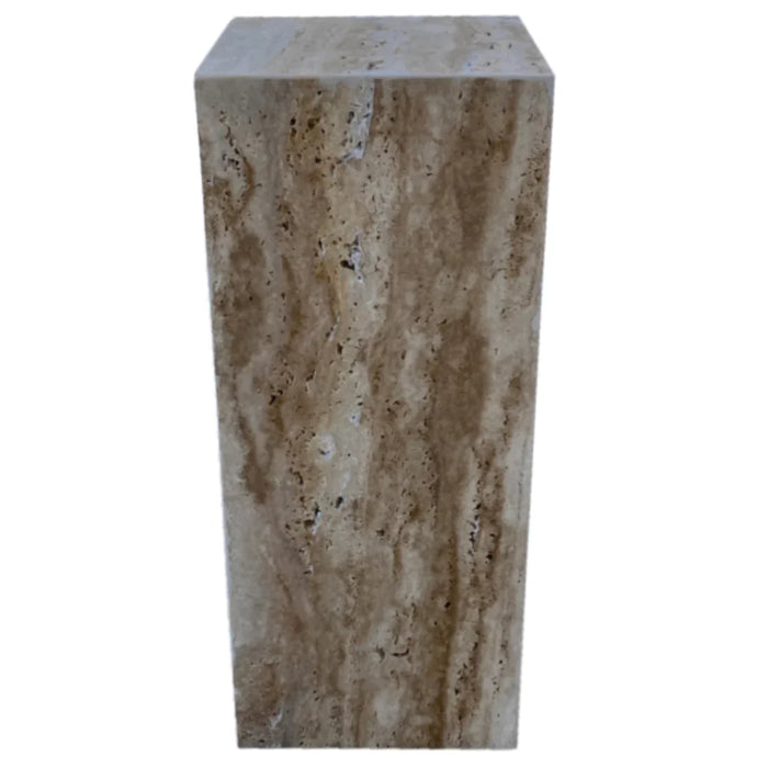 Walnut Travertine Vein-cut Cube End/Side Table - Polished 10x24