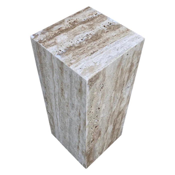 Walnut Travertine Vein-cut Cube End/Side Table - Polished 10x24