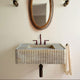 Walnut Travertine Rectangular Wall-Mount Bathroom Sink 32x16