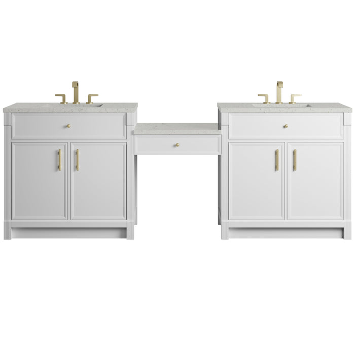 James Martin Bellshire 96" Double Bathroom Vanity, Bright White