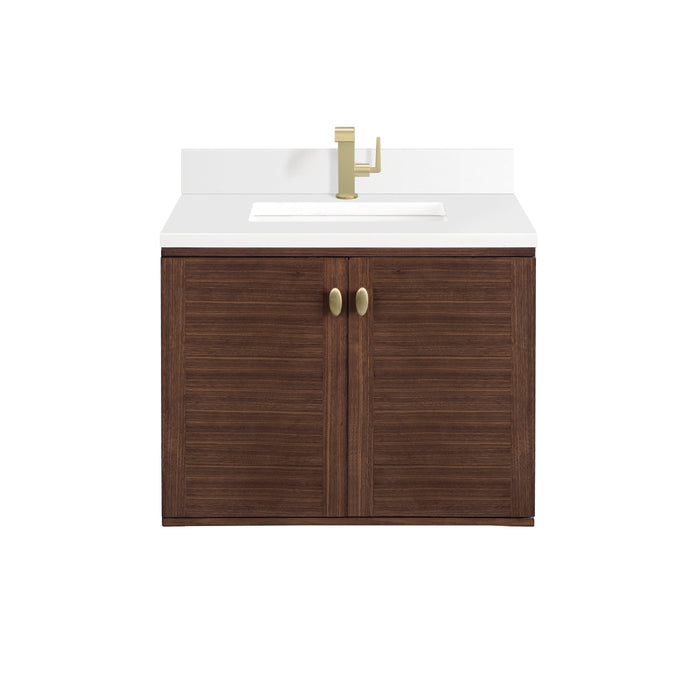 James Martin Amberly 30" Dual Mount Single Bathroom Vanity, Mid-Century Walnut