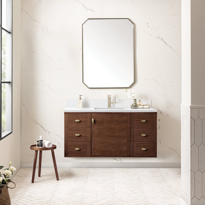 James Martin Amberly 48" Dual Mount Single Bathroom Vanity, Mid-Century Walnut