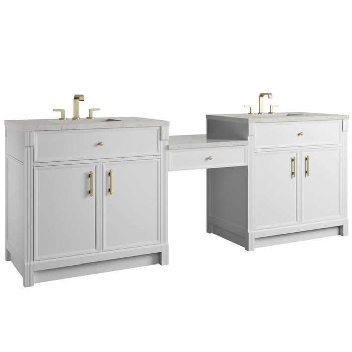 James Martin Bellshire 96" Double Bathroom Vanity, Bright White