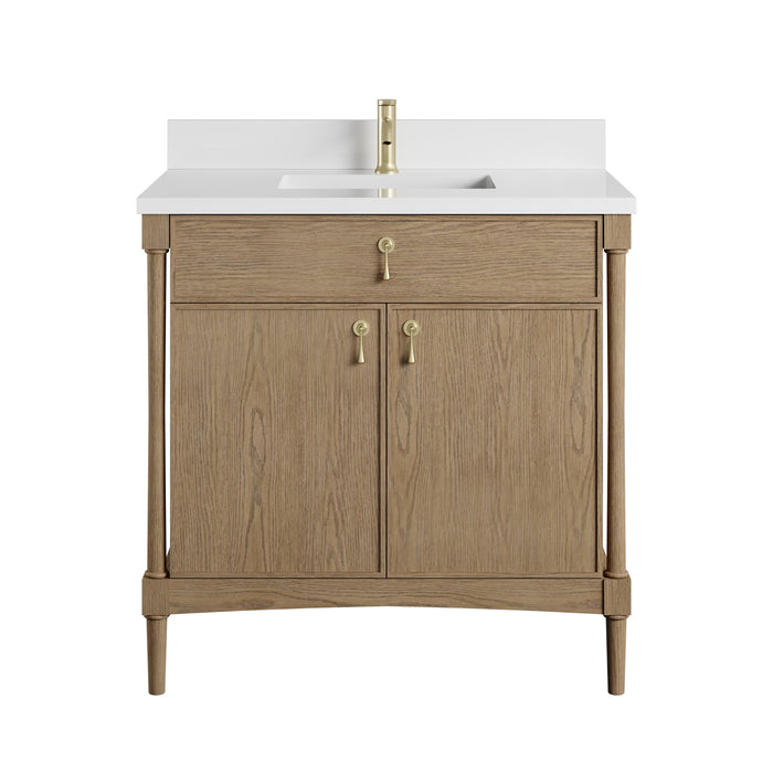 James Martin Kinnsden 36" Single Bathroom Vanity, Weathered Oak
