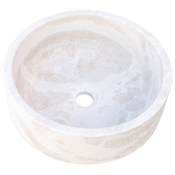Natural Stone White Limestone Vessel Sink Polished (D)16" (H)6"