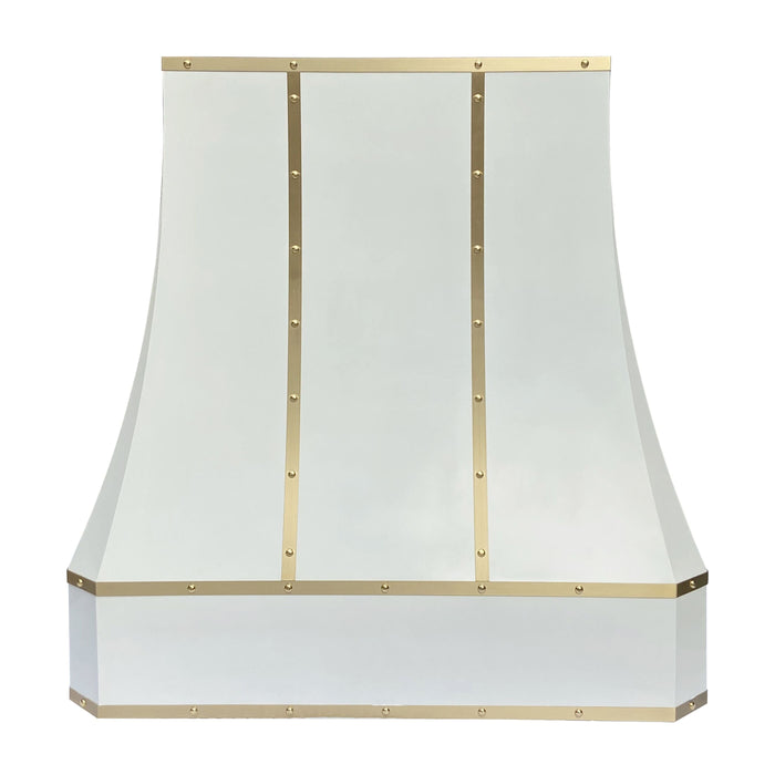 White Stainless Steel Range Hoods with Cut Off Edges 48''W x 21''D x 48''H with Liner and Blower